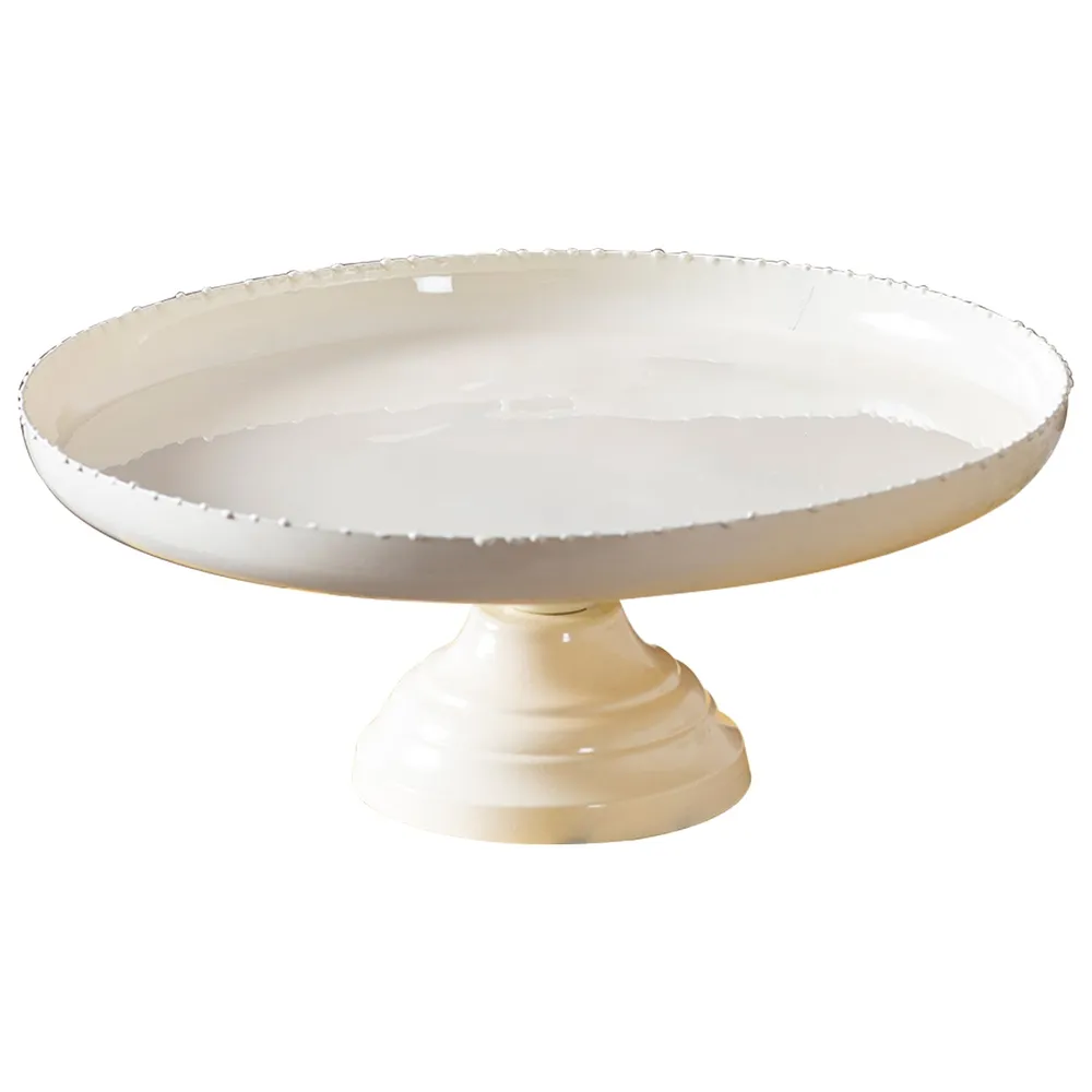 Solid White Plain Metal Cake Stand and Server