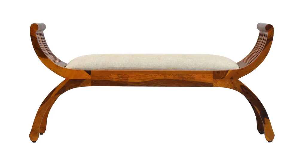 Solid White Yellow Brown Wooden Two Seater Sofa
