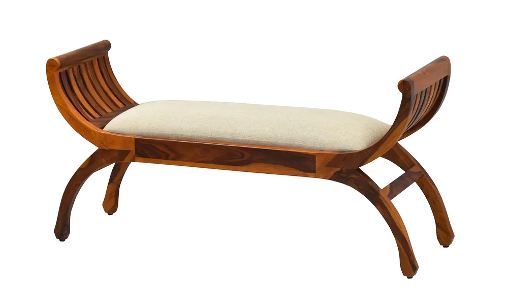 Solid White Yellow Brown Wooden Two Seater Sofa