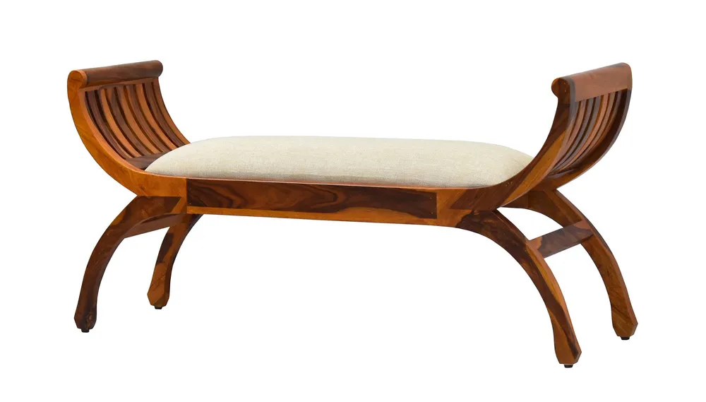 Solid White Yellow Brown Wooden Two Seater Sofa