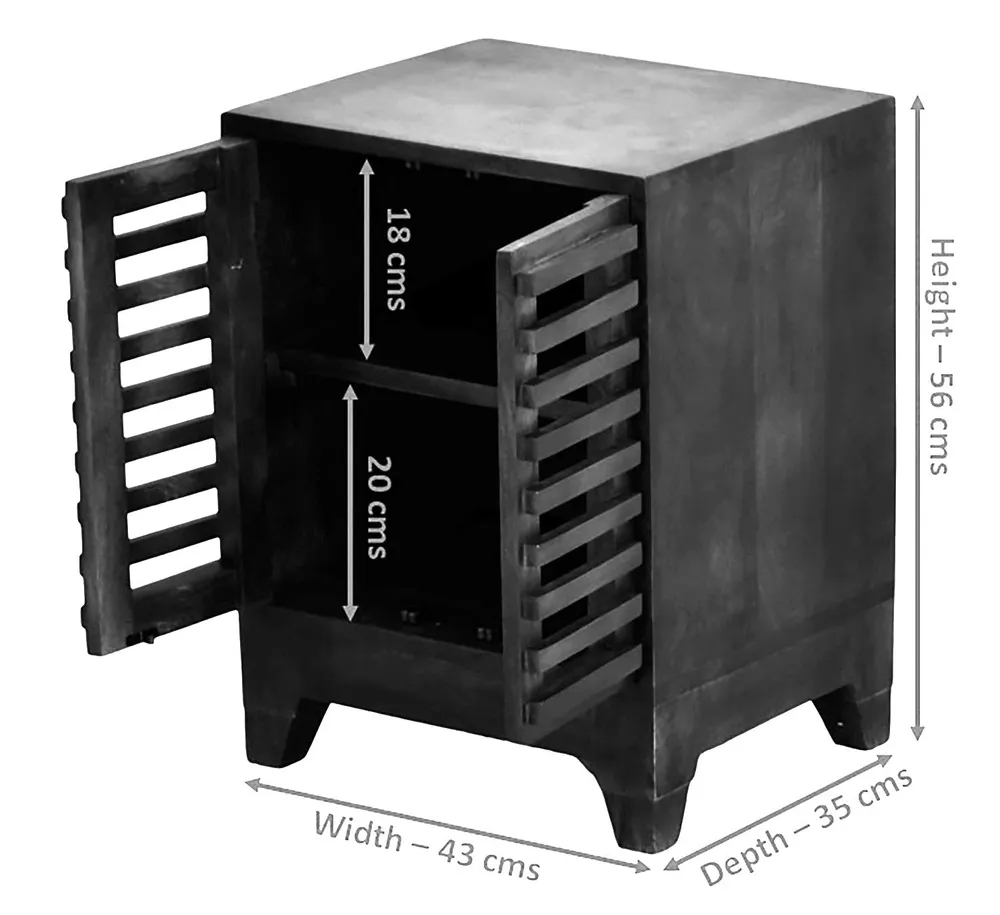 Solid Wood Orange Brown Cage Door Bedside Table/ Shoe rack