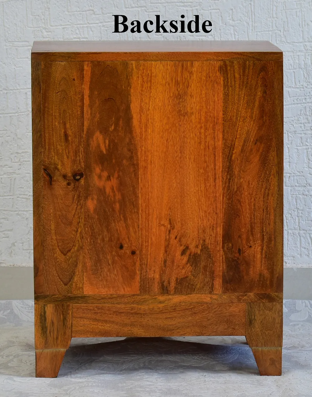 Solid Wood Orange Brown Cage Door Bedside Table/ Shoe rack