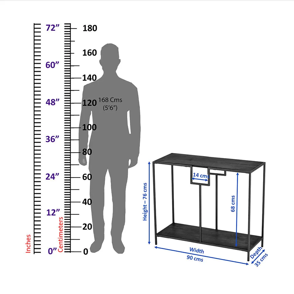 Solid Wood Two Shelves White Console Table With Golden Iron Frame Red