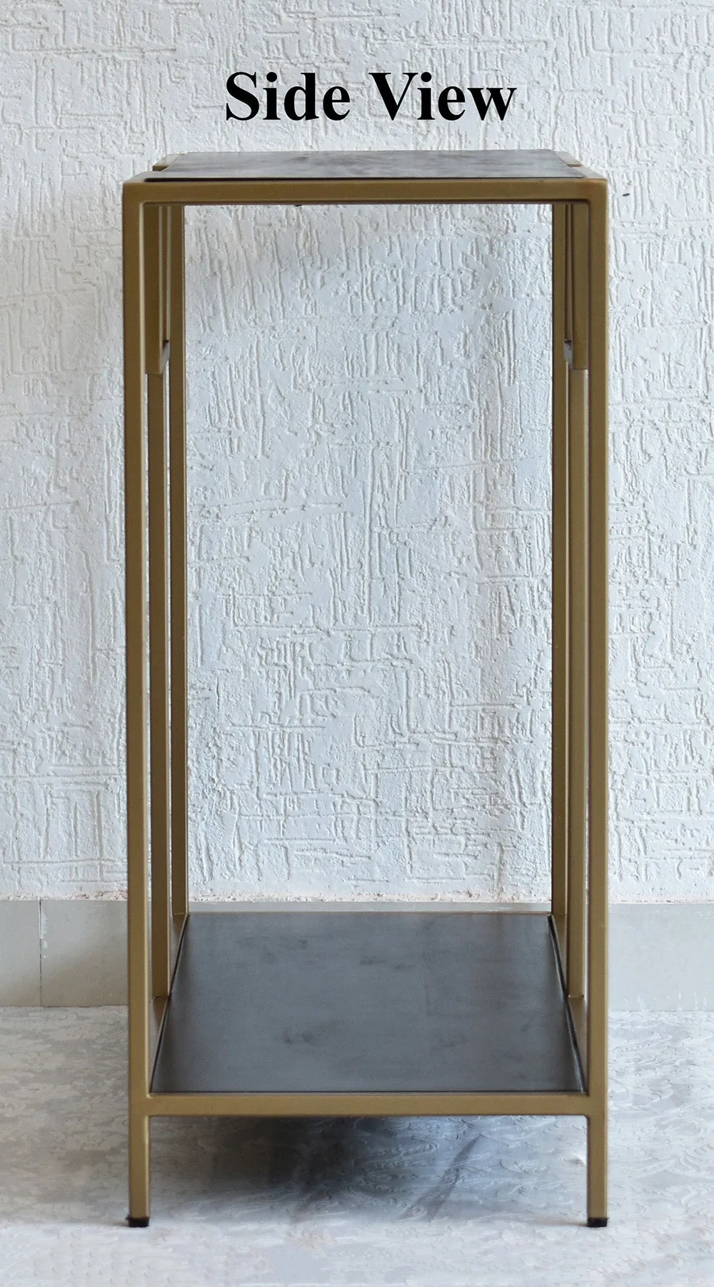 Solid Wood Two Shelves White Console Table With Golden Iron Frame Red