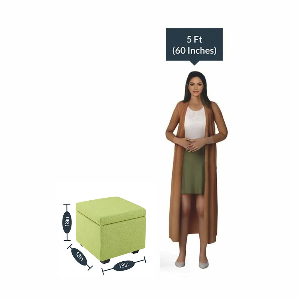 Solid Wooden Urban Green Ottoman With Storage