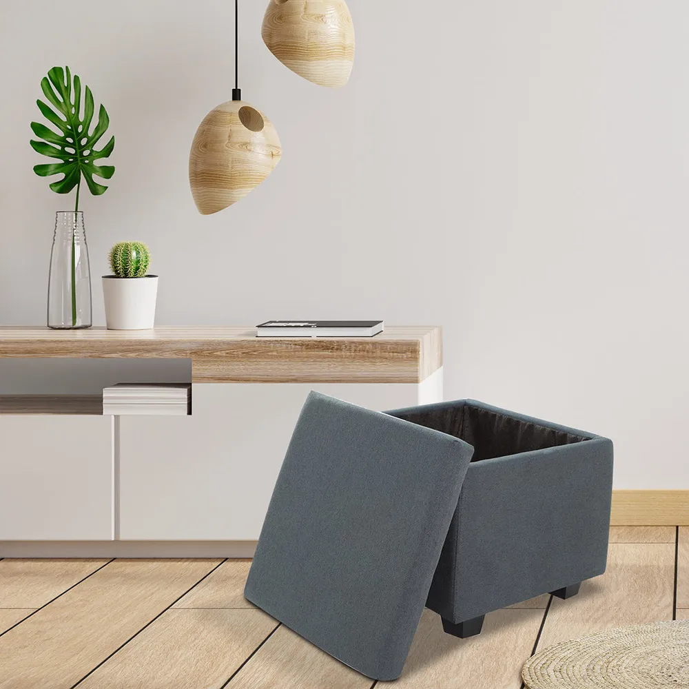Solid Wooden Urban Grey Ottoman With Storage