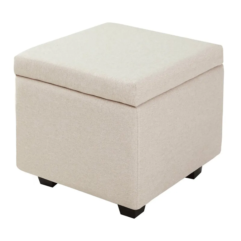 Solid Wooden Urban Off White Ottoman With Storage