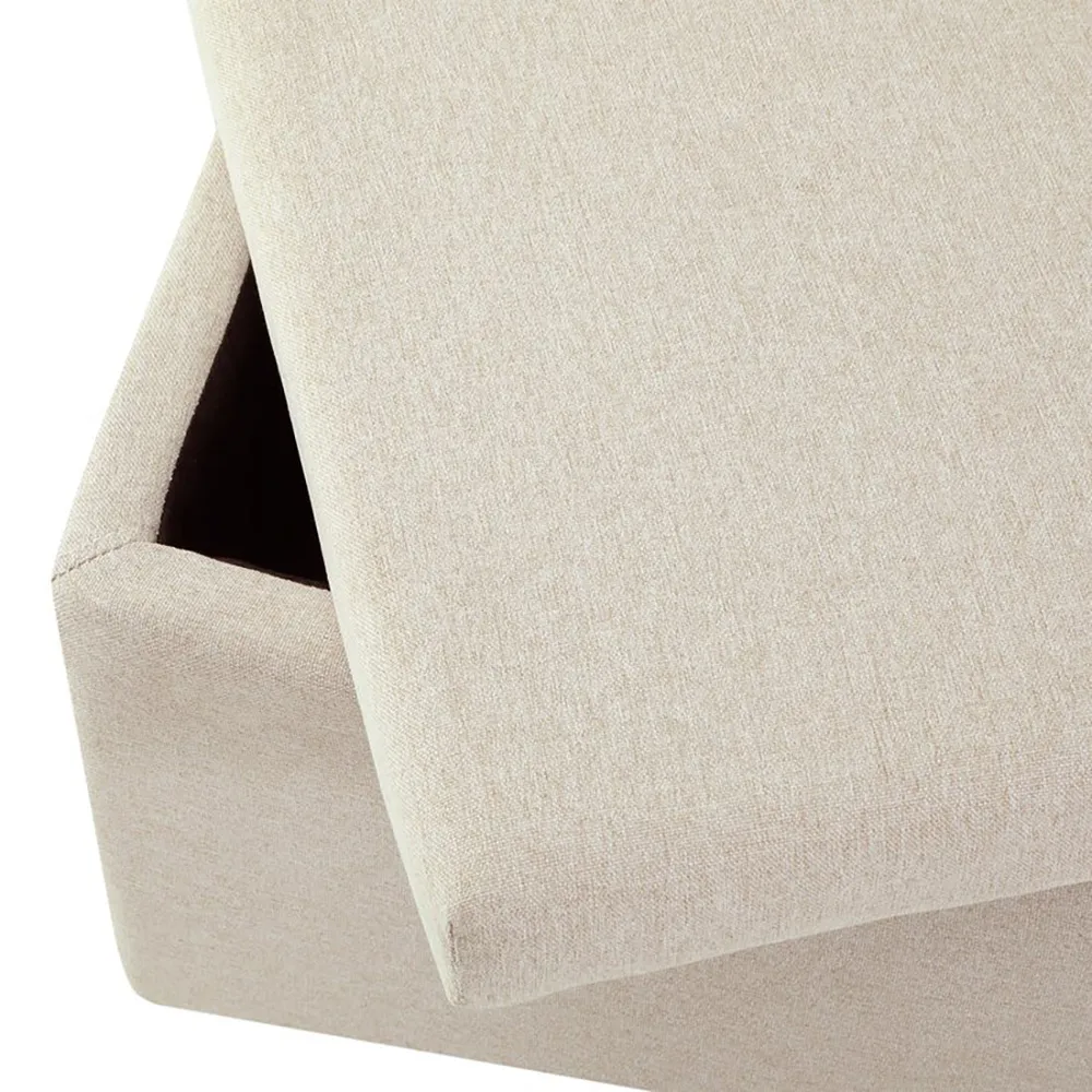 Solid Wooden Urban Off White Ottoman With Storage