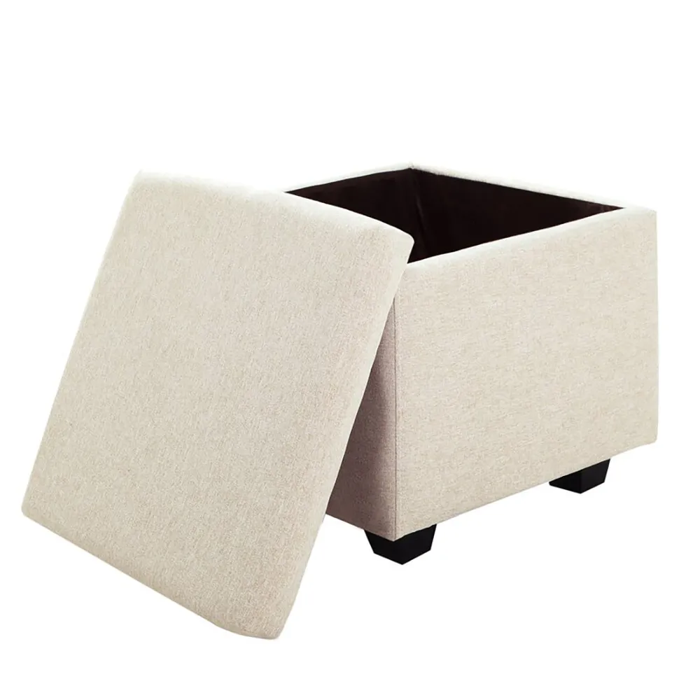 Solid Wooden Urban Off White Ottoman With Storage