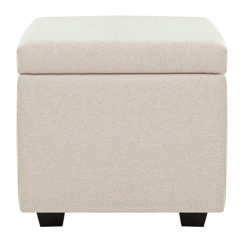 Solid Wooden Urban Off White Ottoman With Storage
