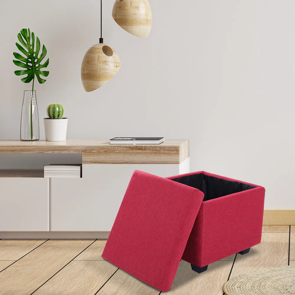 Solid Wooden Urban Pink Ottoman With Storage
