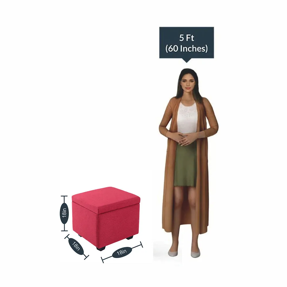 Solid Wooden Urban Pink Ottoman With Storage