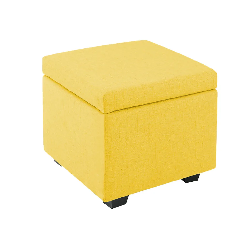 Solid Wooden Urban Yellow Ottoman With Storage