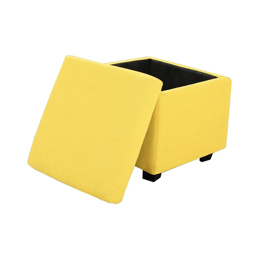 Solid Wooden Urban Yellow Ottoman With Storage