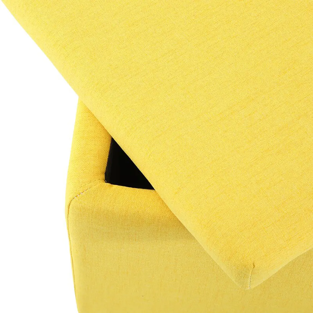 Solid Wooden Urban Yellow Ottoman With Storage