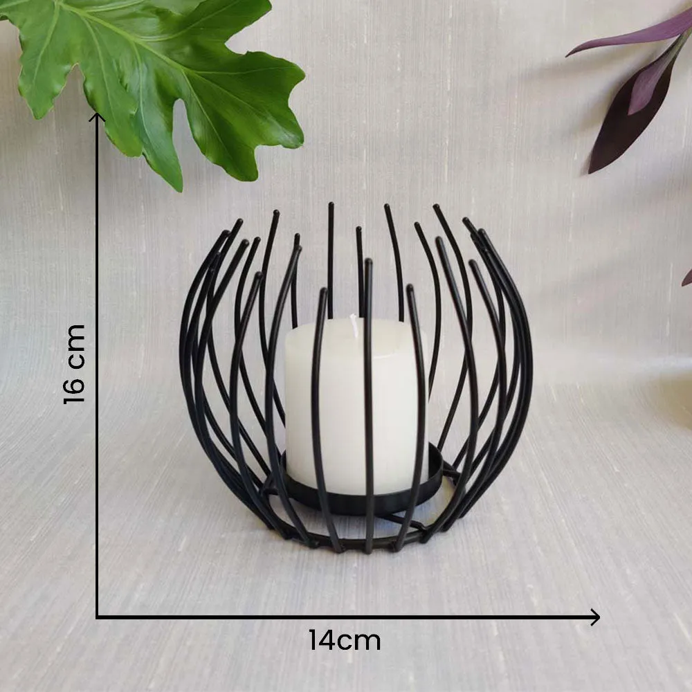 Sonsy Coal Black Radiating Candle Holder Single Piece