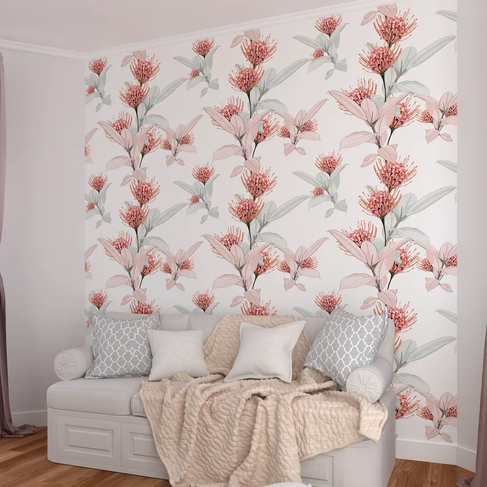 Soothing Dandelions Pink &amp; White Premium Quality Wallpaper