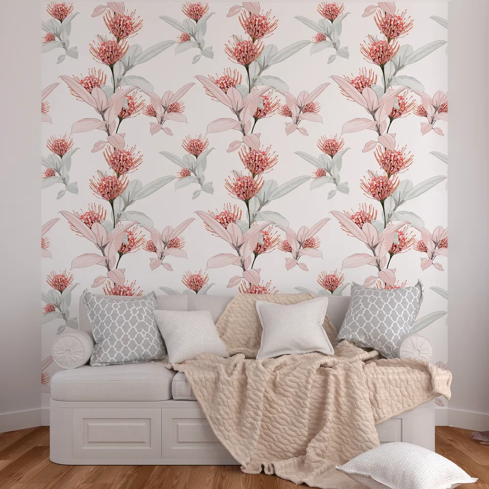 Soothing Dandelions Pink &amp; White Premium Quality Wallpaper