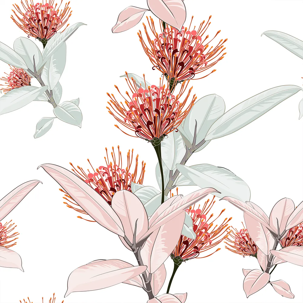 Soothing Dandelions Pink &amp; White Premium Quality Wallpaper