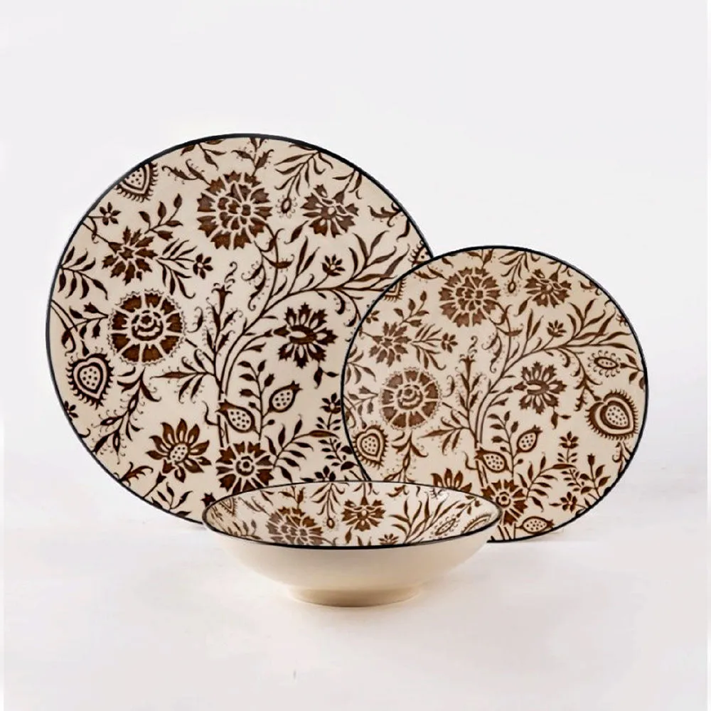 Sophistiated Art Golden & Brown Porcelain Dinner Set Of 27