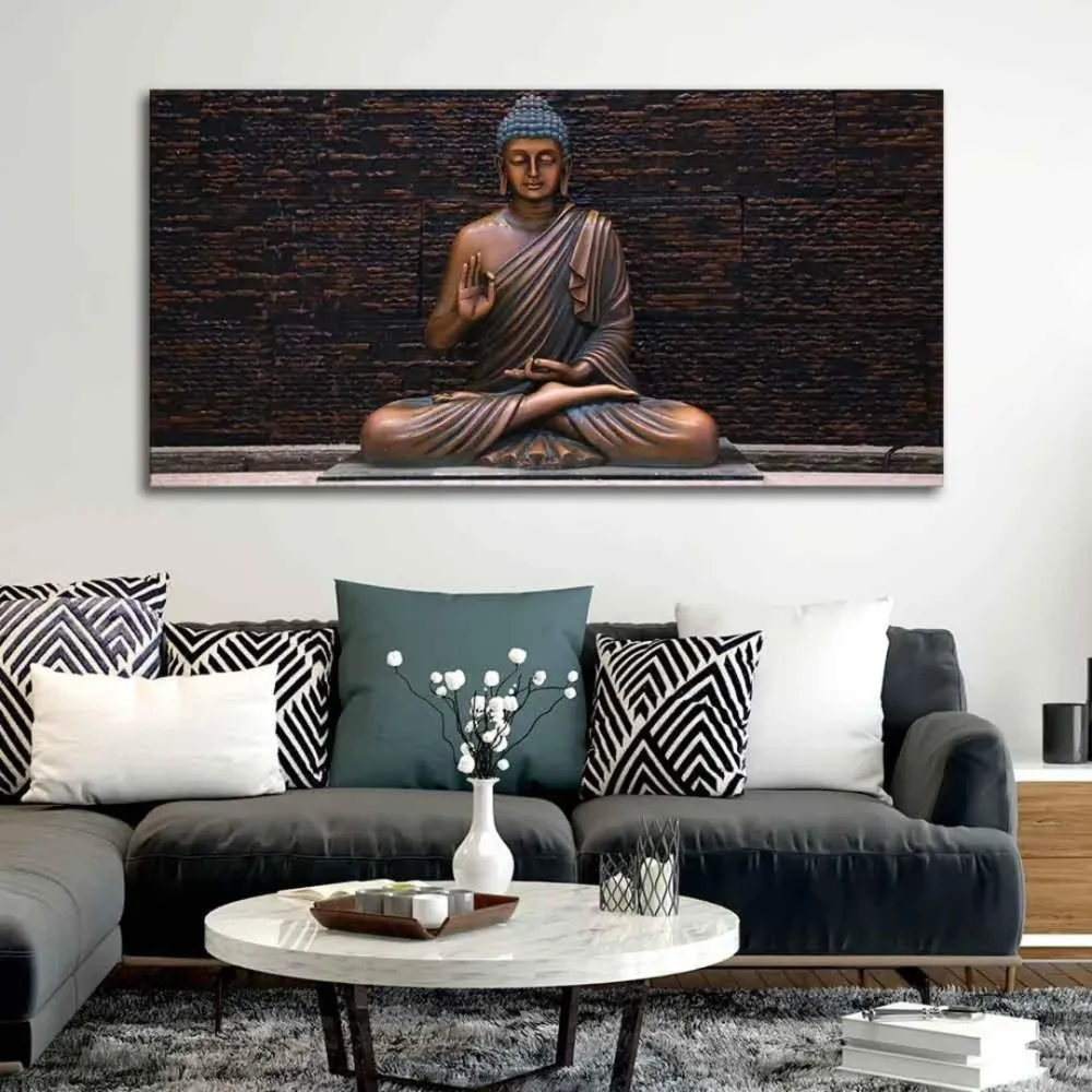 Soulful Serenity Buddha Canvas Wall Painting With Frame