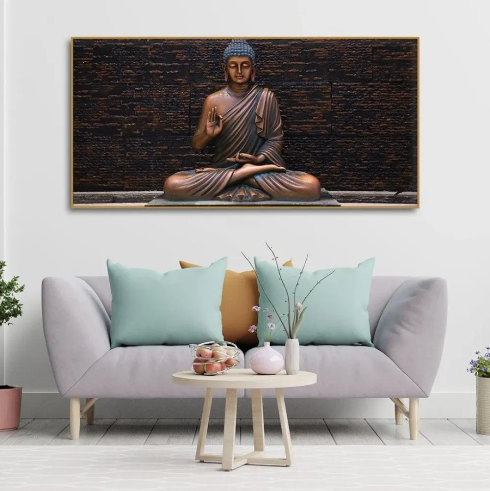 Soulful Serenity Buddha Canvas Wall Painting With Frame