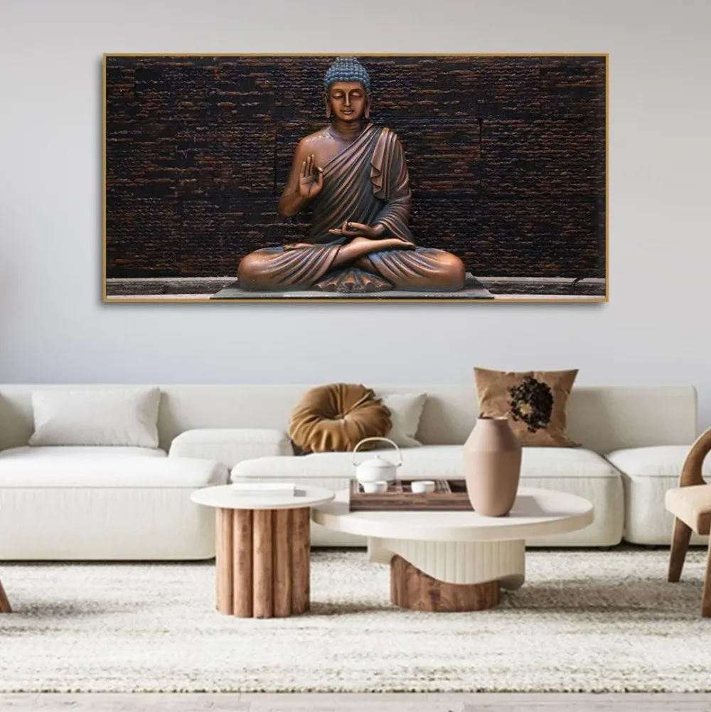 Soulful Serenity Buddha Canvas Wall Painting With Frame
