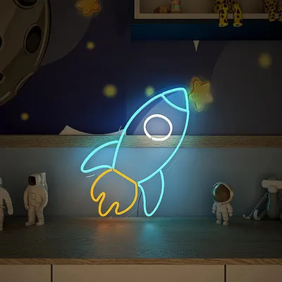 Space Rocket Blue LED Neon Light