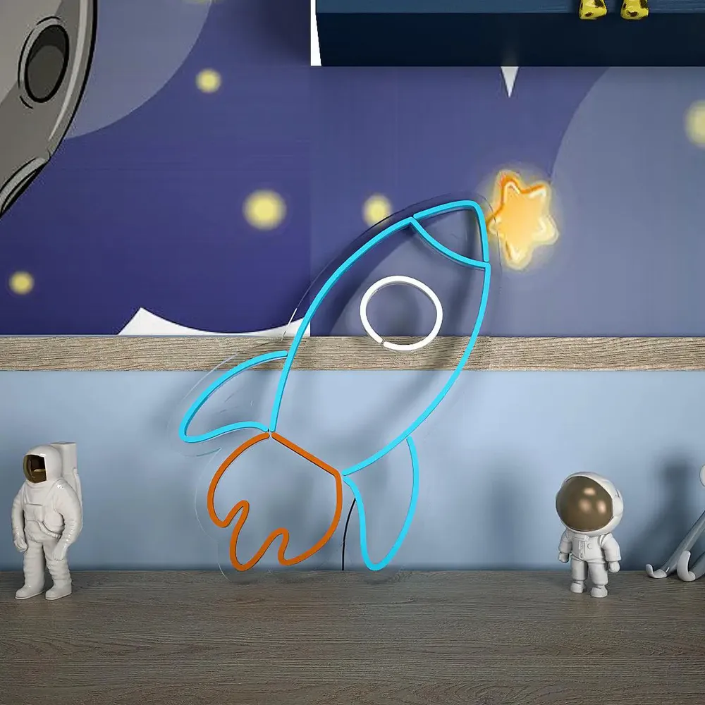 Space Rocket Blue LED Neon Light
