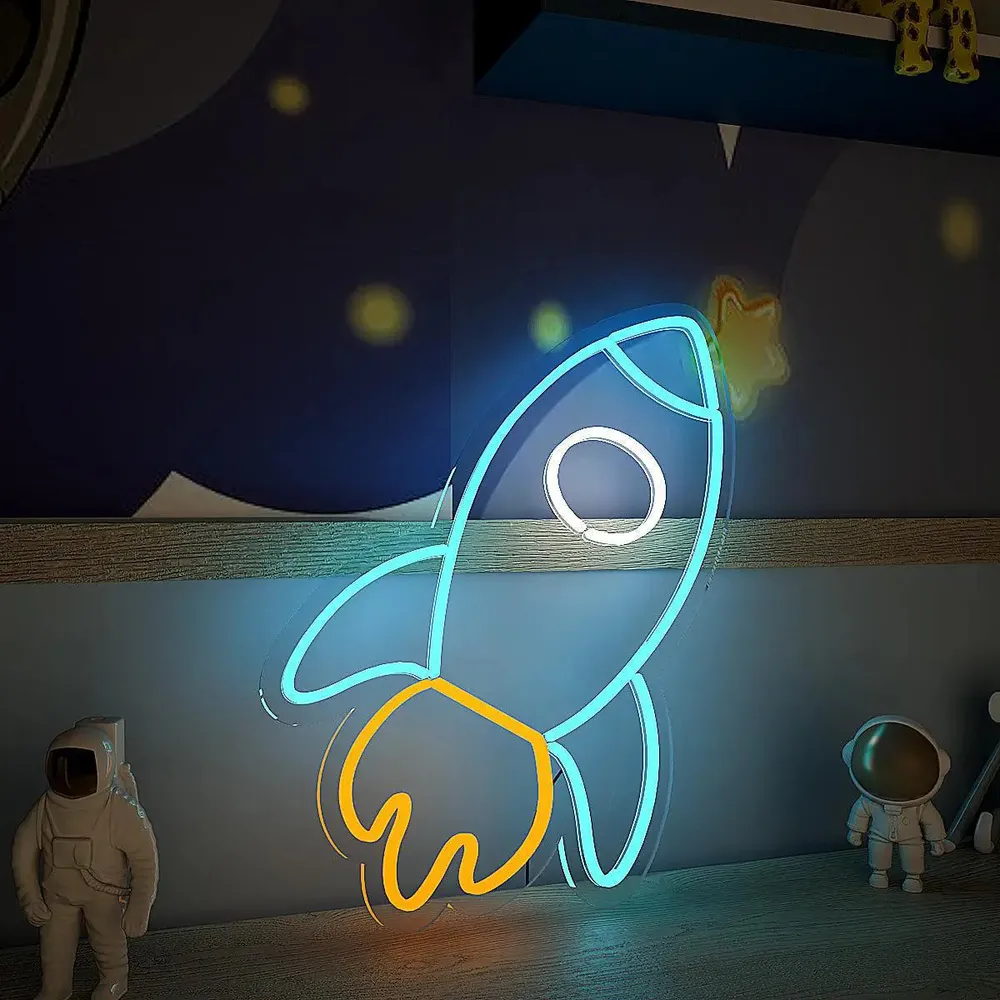 Space Rocket Blue LED Neon Light