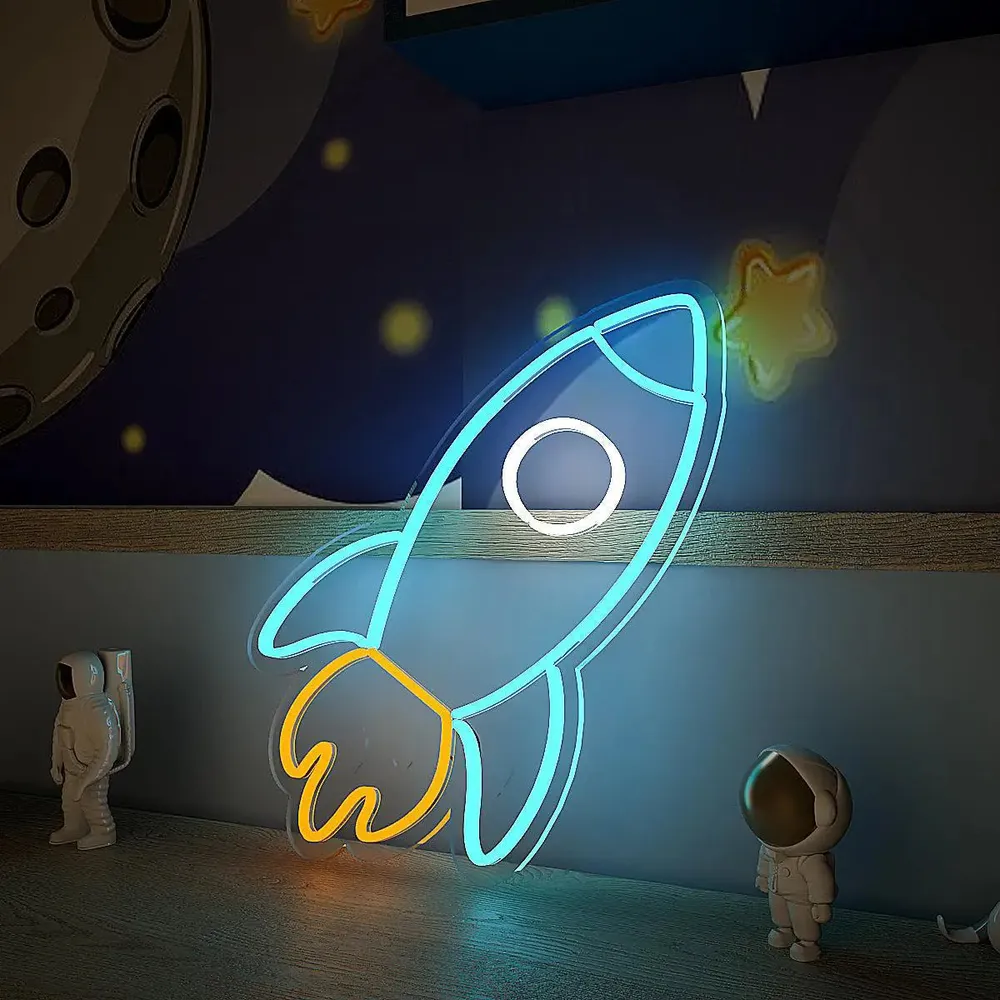 Space Rocket Blue LED Neon Light