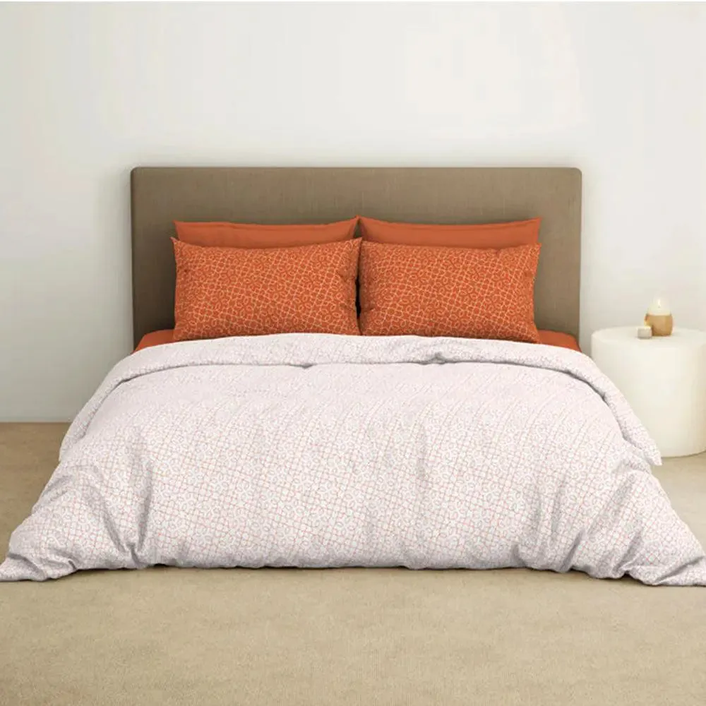 Spaces Floral Melon Everyday Premium Orange 100% Cotton Double Bedsheet