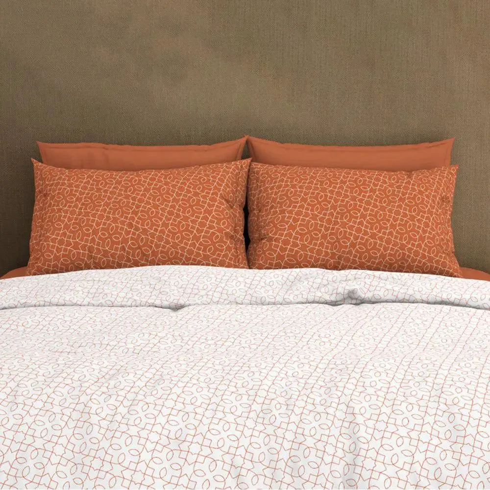 Spaces Floral Melon Everyday Premium Orange 100% Cotton Double Bedsheet