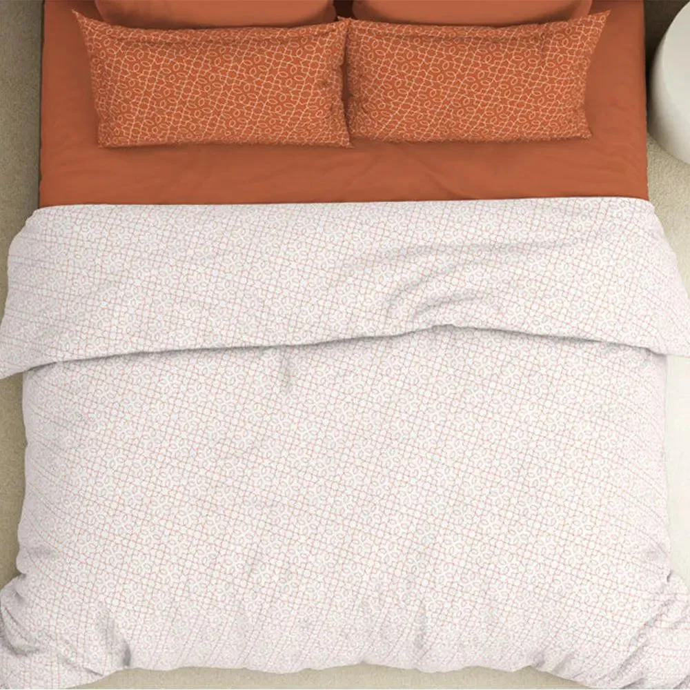 Spaces Floral Melon Everyday Premium Orange 100% Cotton Double Bedsheet