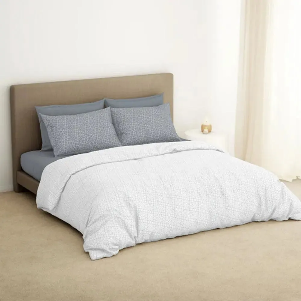 Spaces Floral Mirage Everyday Premium Light Grey 100% Cotton Double Bedsheet