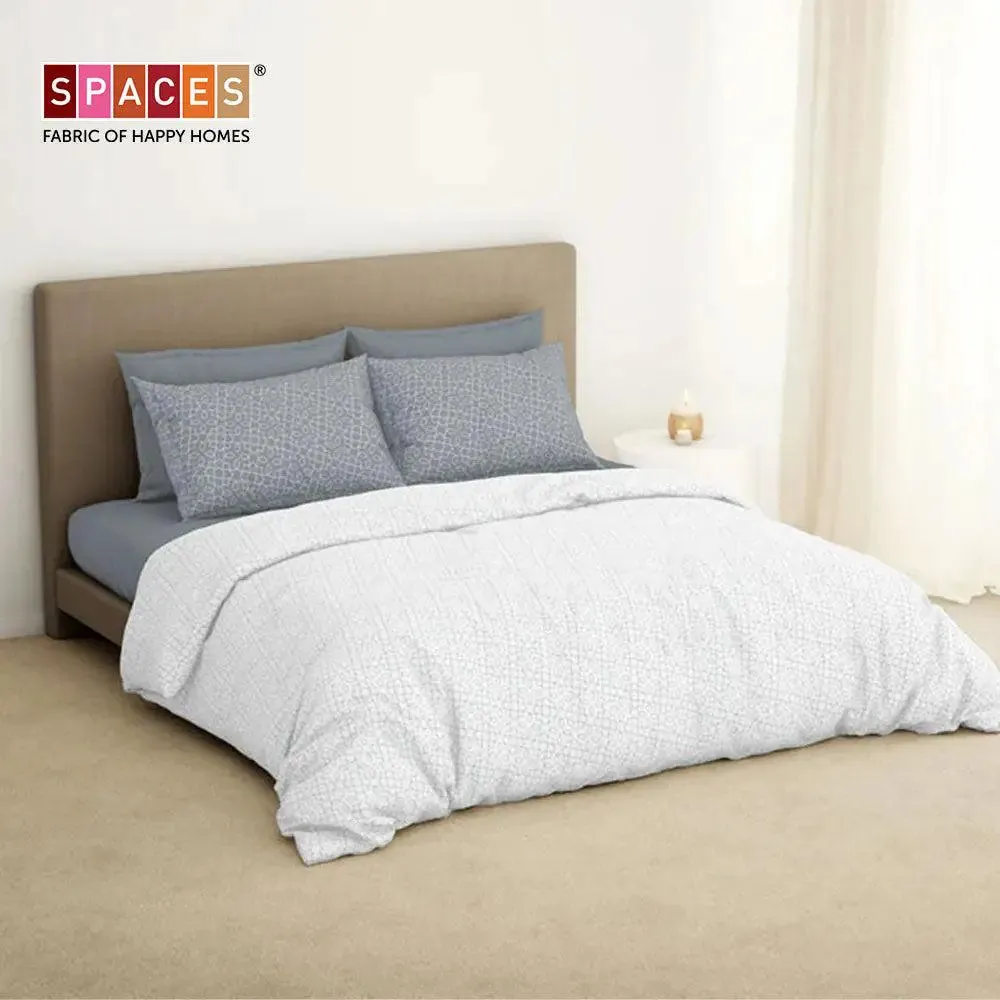 Spaces Floral Mirage Everyday Premium Light Grey 100% Cotton Double Bedsheet