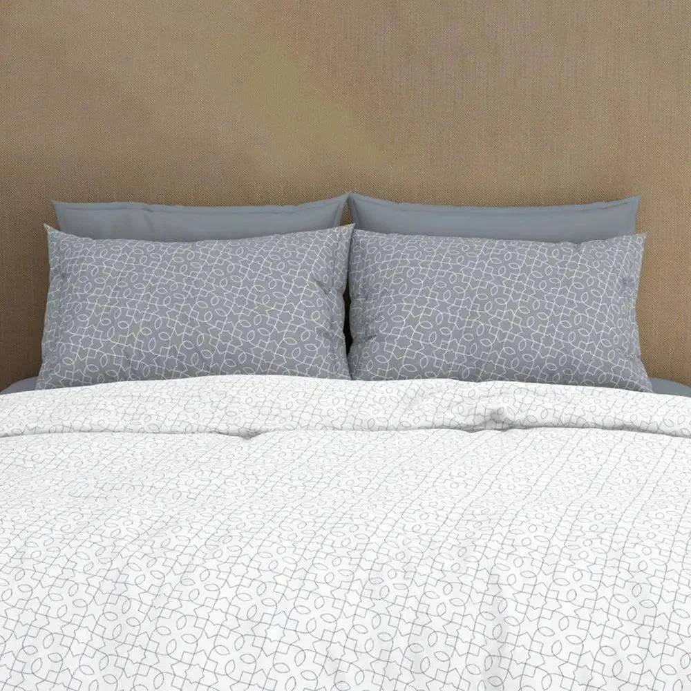 Spaces Floral Mirage Everyday Premium Light Grey 100% Cotton Double Bedsheet