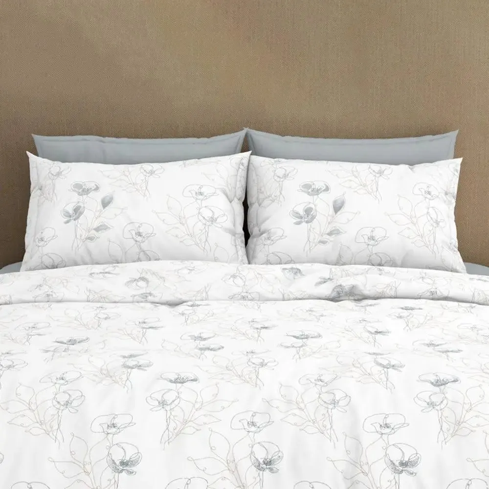 Spaces Floral Titanium Everyday Premium Dark Grey 100% Cotton Double Bedsheet