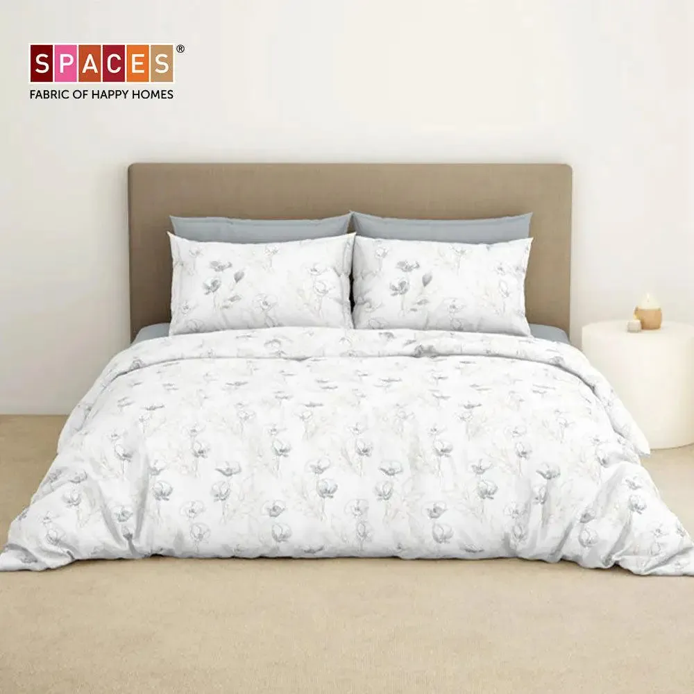 Spaces Floral Titanium Everyday Premium Dark Grey 100% Cotton Double Bedsheet