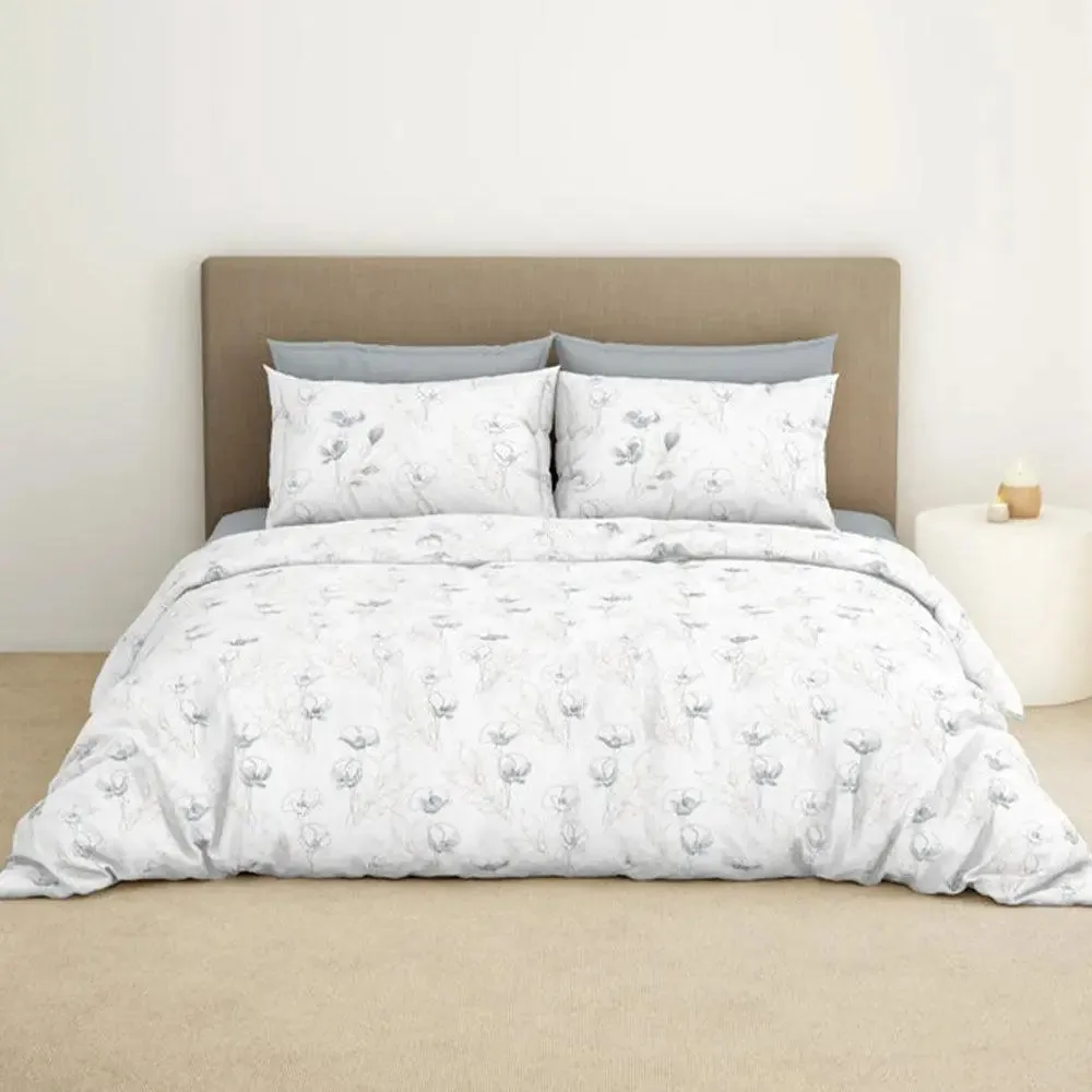 Spaces Floral Titanium Everyday Premium Dark Grey 100% Cotton Double Bedsheet