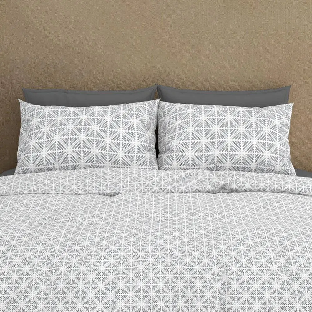 Spaces Geometric Everyday Premium Dark Grey 100% Cotton Double Bedsheet