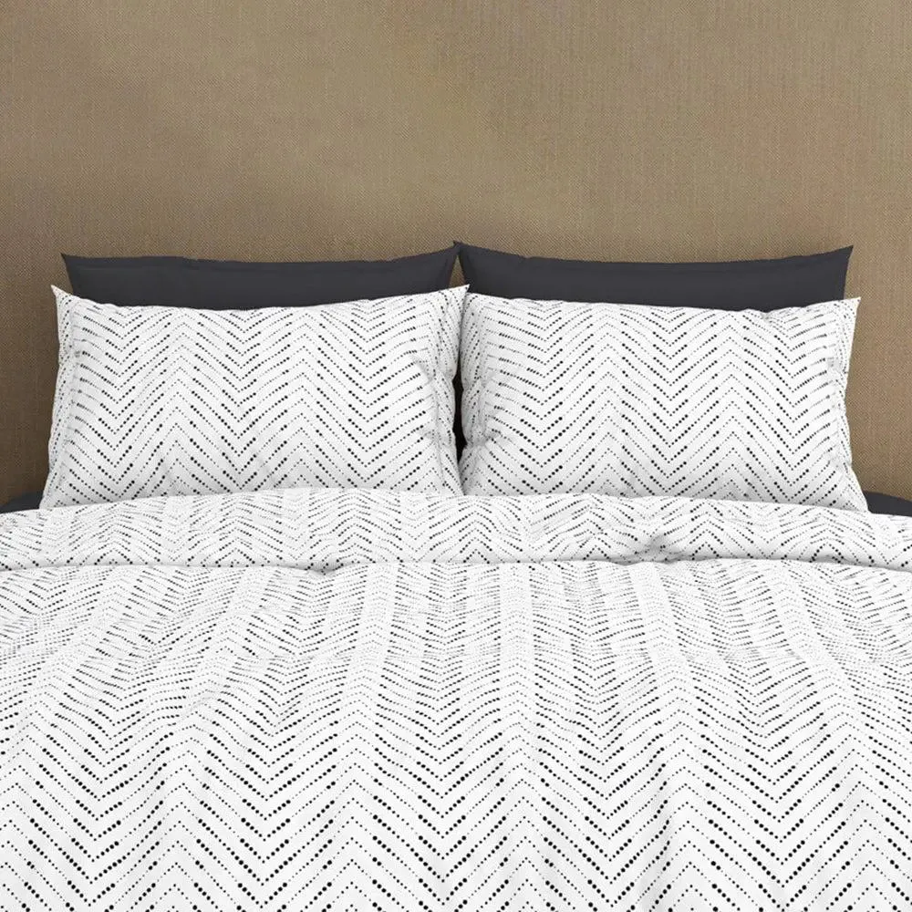 Spaces Geometric Vertical Lines Everyday Premium Dark Grey 100% Cotton Double Bedsheet
