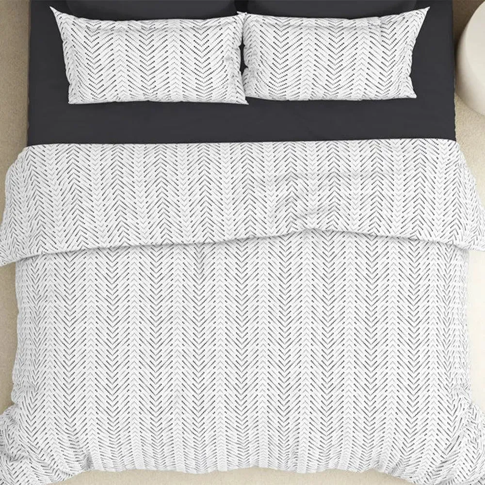 Spaces Geometric Vertical Lines Everyday Premium Dark Grey 100% Cotton Double Bedsheet
