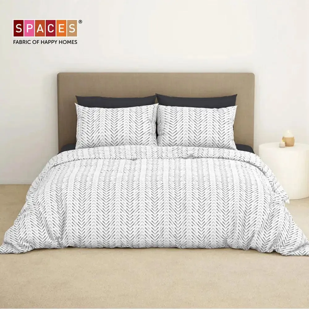 Spaces Geometric Vertical Lines Everyday Premium Dark Grey 100% Cotton Double Bedsheet