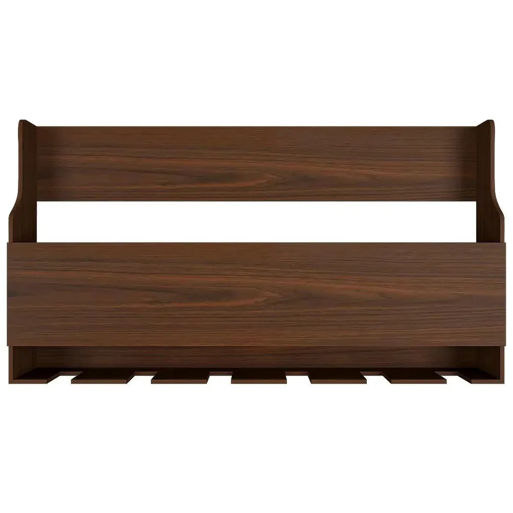 Spacious Backlit Wooden Bar Wall Shelf / Mini Bar Cabinet in Walnut Finish
