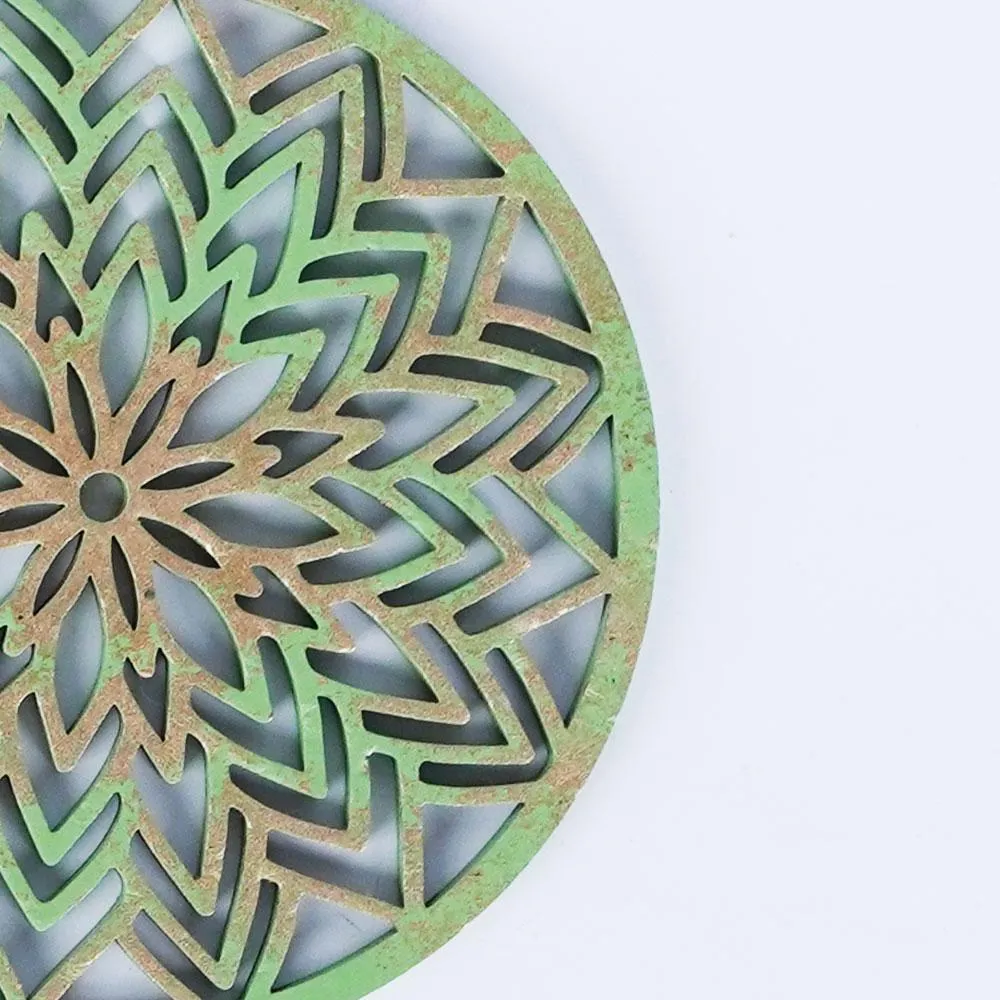 Sparkle Green Spiral Wooden Coasters Set Of 6