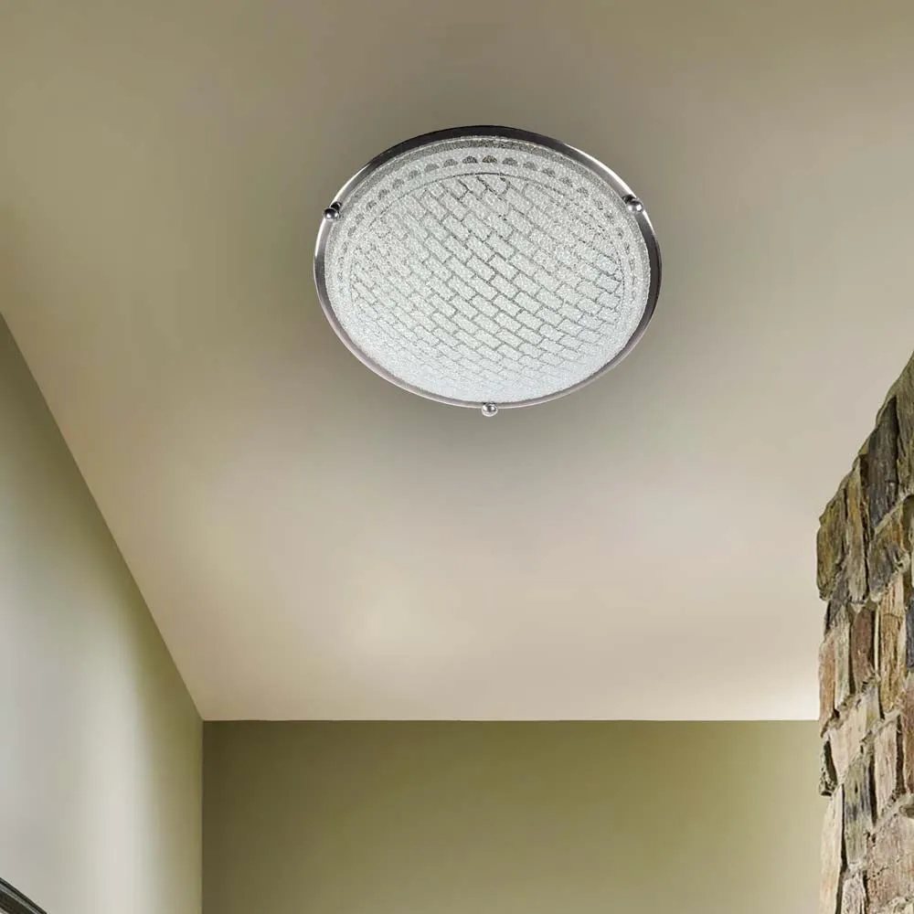 Sparkling Textured Round Flush Mount Light Single Piece