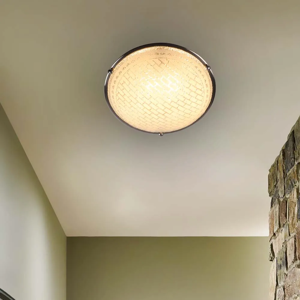 Sparkling Textured Round Flush Mount Light Single Piece