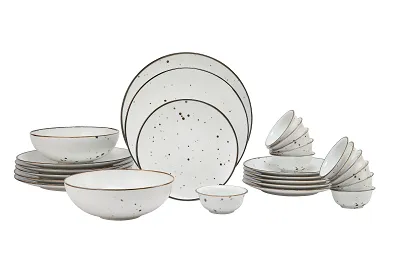 Sparkling White Porcelain Dinner Set Of 27