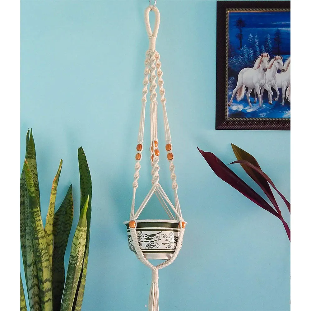 Spiral Beaded Traditional Cotton Plant Hanger Without Pot
